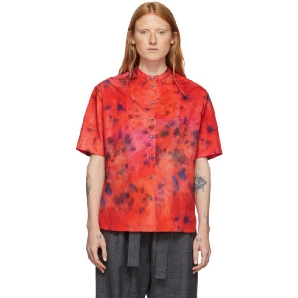 Rokh Red Tie Dye Short Sleeved Shirt